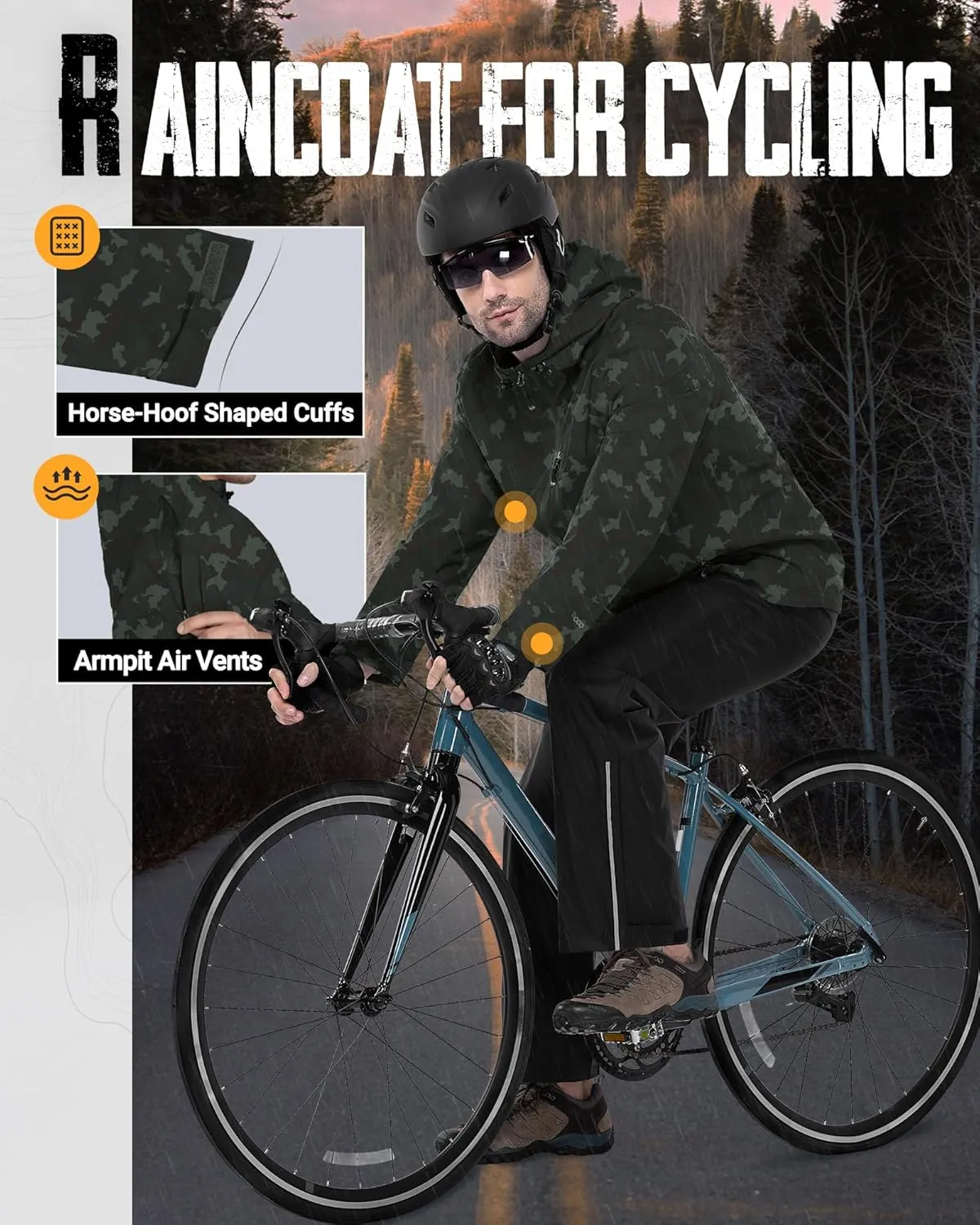 33,000ft Men's Packable Rain Jacket Lightweight Rain Shell Jacket with Hood Waterproof Raincoat for Cycling