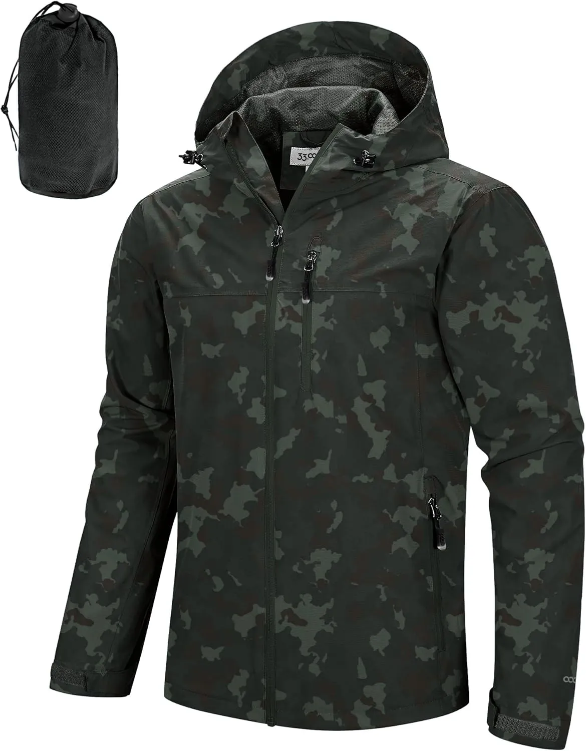 33,000ft Men's Packable Rain Jacket Lightweight Rain Shell Jacket with Hood Waterproof Raincoat for Cycling