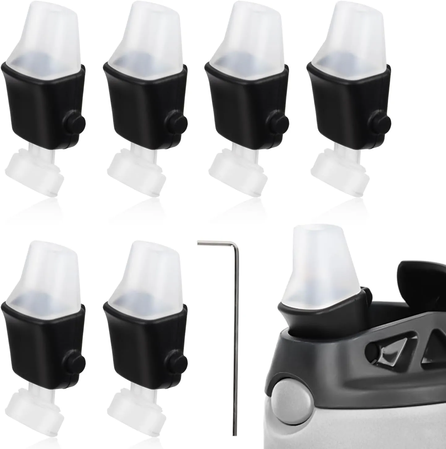 3pcs Lid Spout Replacement for Contigo, BPA-Free Lid Parts Replacement with Wrench Soft Silicone Mouthpiece Newest Water Bottle Accessories Compatible with Contigo Aubrey Kids 14oz 20oz