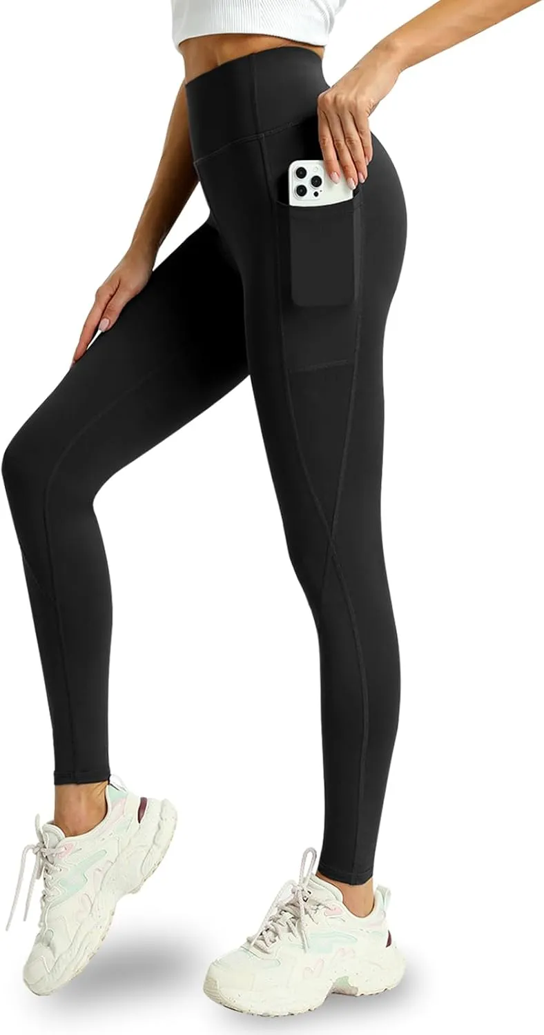 4 Pack Leggings with Pockets for Women - Soft High Waisted Tummy Control Workout Yoga Pants