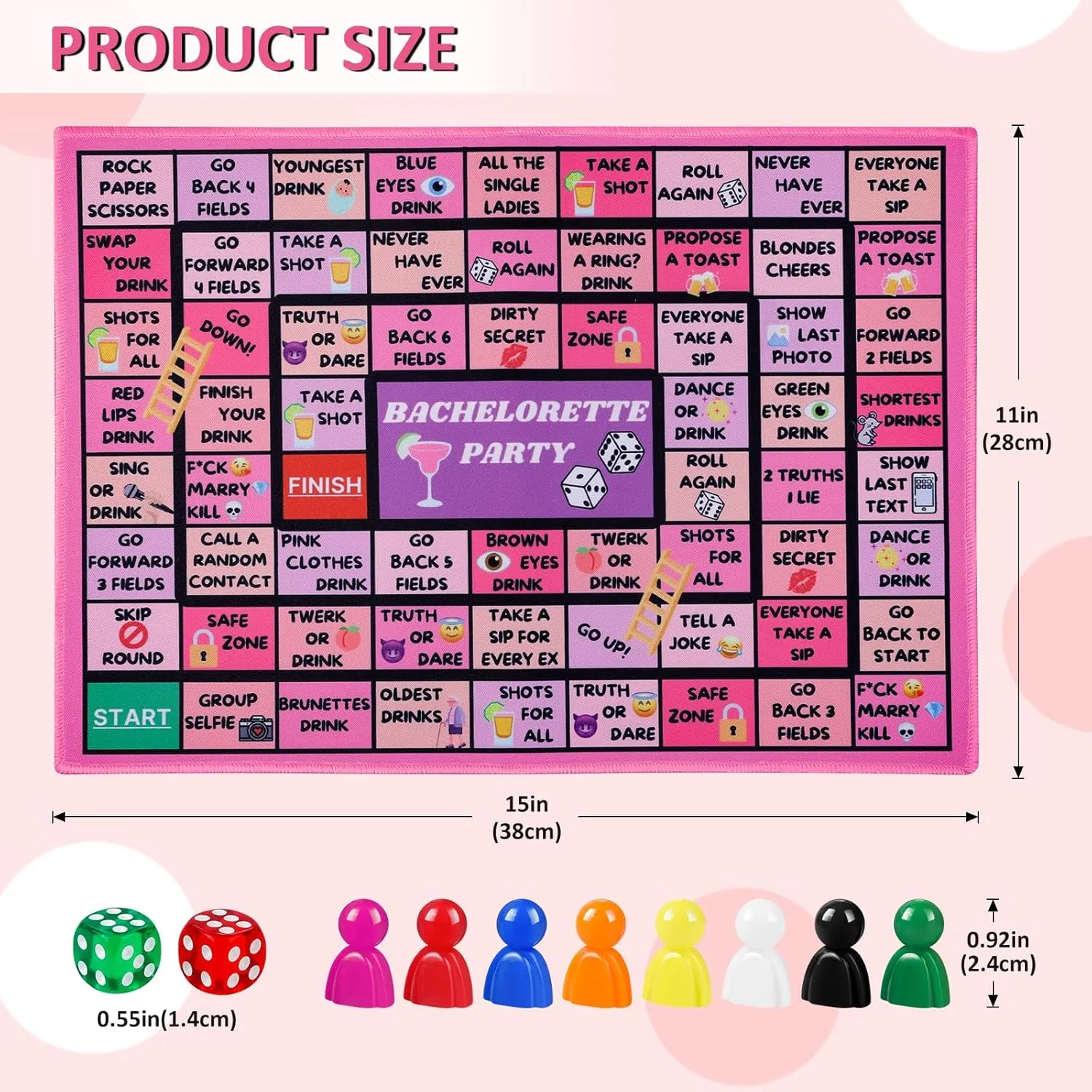 Bachelorette Party Drinking Games for Adults, Rubber Mat Drinking Board Game, Funny Party Interactive Drinking Games for Girls Night, Bachelorette Party, Age 21 , 2-8 Players