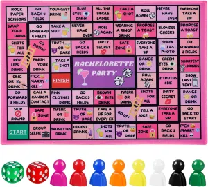 Bachelorette Party Drinking Games for Adults, Rubber Mat Drinking Board Game, Funny Party Interactive Drinking Games for Girls Night, Bachelorette Party, Age 21 , 2-8 Players