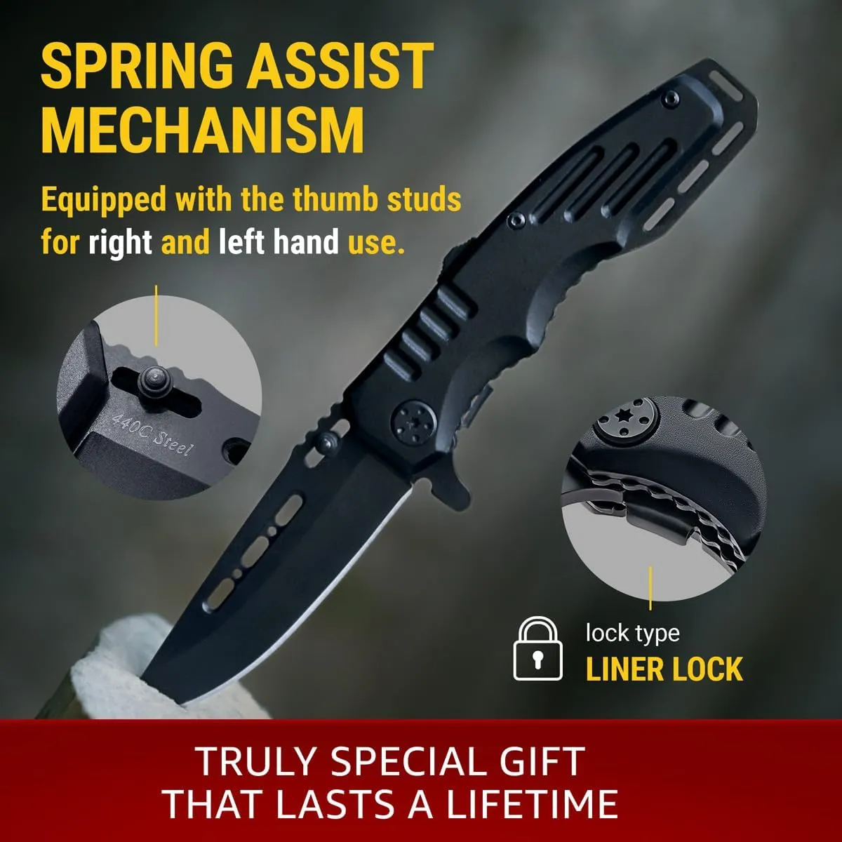 Best Dad Ever Gifts for Dad & Stepdad - Fathers Gifts Idea - Mens Gift Ideas from Daughter, Son, Wife - Presents for Men - Pocket Knife for Father Husband Grandpa 6681 G