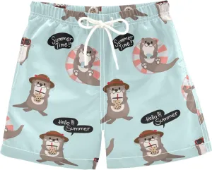 Boys Swim Trunks Capybara Surfing Swimwear Quick Dry Bathing Suit Colorful Beach Board Shorts