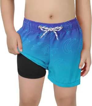 CULACCINO Boys Swim Trunks Boxer Brief Liner Anti Chafe Toddler Swim Shorts Boy Bathing Suit with Compression Liner 2-16T