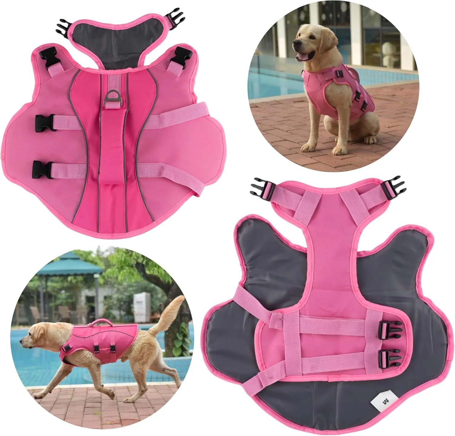 Dog Life Jacket Large, High Flotation Dog Life Vest for Swimming Boating, Reflective Puppy Lifejacket with Superior Buoyancy and Rescue Handle, Adjustable Safety Dogs Floating Vests