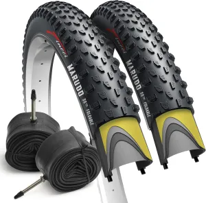 Fincci MARUDO Pair 29 x 2.10 Inch Bike Tire 52-622 Foldable Tires with 1mm Anti Puncture Proof Protection and Presta Valve Inner Tubes 48mm for MTB Mountain Gravel Hybrid Bike Bicycle - Pack of 2