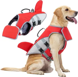 HEYWEAN Dog Life Jacket for Swimming Boating High Buoyancy Adjustable Dog Life Vest with Reflective Strips Rescue Handle Secure Fit Floating Swim Vest for Small Medium Large Dogs (Red, Large)