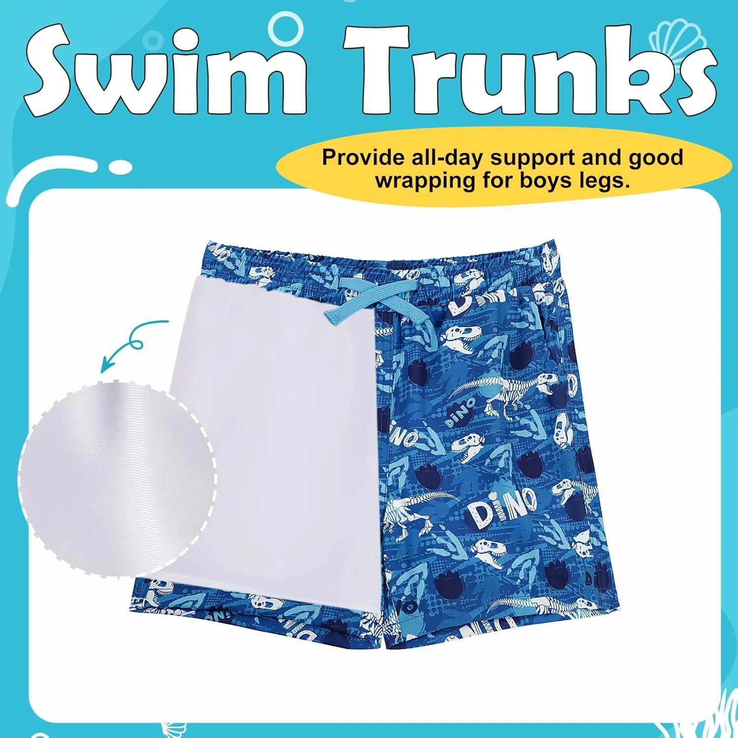KAKU NANU Boys Swim Trunks Compression Liner Bathing Swimsuit Quick Dry Boxer Beach Board Shorts with Pockets 2-14 Years