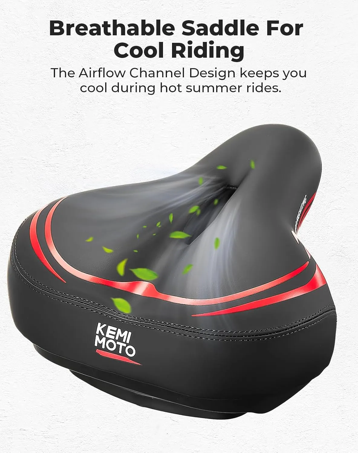 KEMIMOTO Bike Seat Cushion with Soft Foam Padded, Comfortable Bike Seat for Men Women, Bicycle Saddle for Touring, Exercise Bicycle, Commuter, Travel