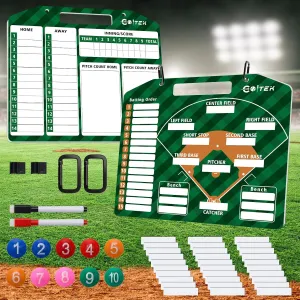 Magnetic Baseball Lineup Board, Baseball Coach Clipboard for Dugout Softball, Baseball Coaching Dry Erase Board with 2 Strong Clips, 30 Lineup Cards, 2 Marker, 10 Player Number