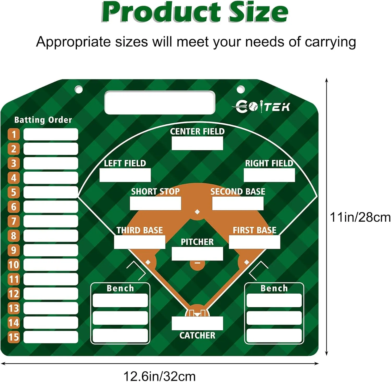 Magnetic Baseball Lineup Board, Baseball Coach Clipboard for Dugout Softball, Baseball Coaching Dry Erase Board with 2 Strong Clips, 30 Lineup Cards, 2 Marker, 10 Player Number
