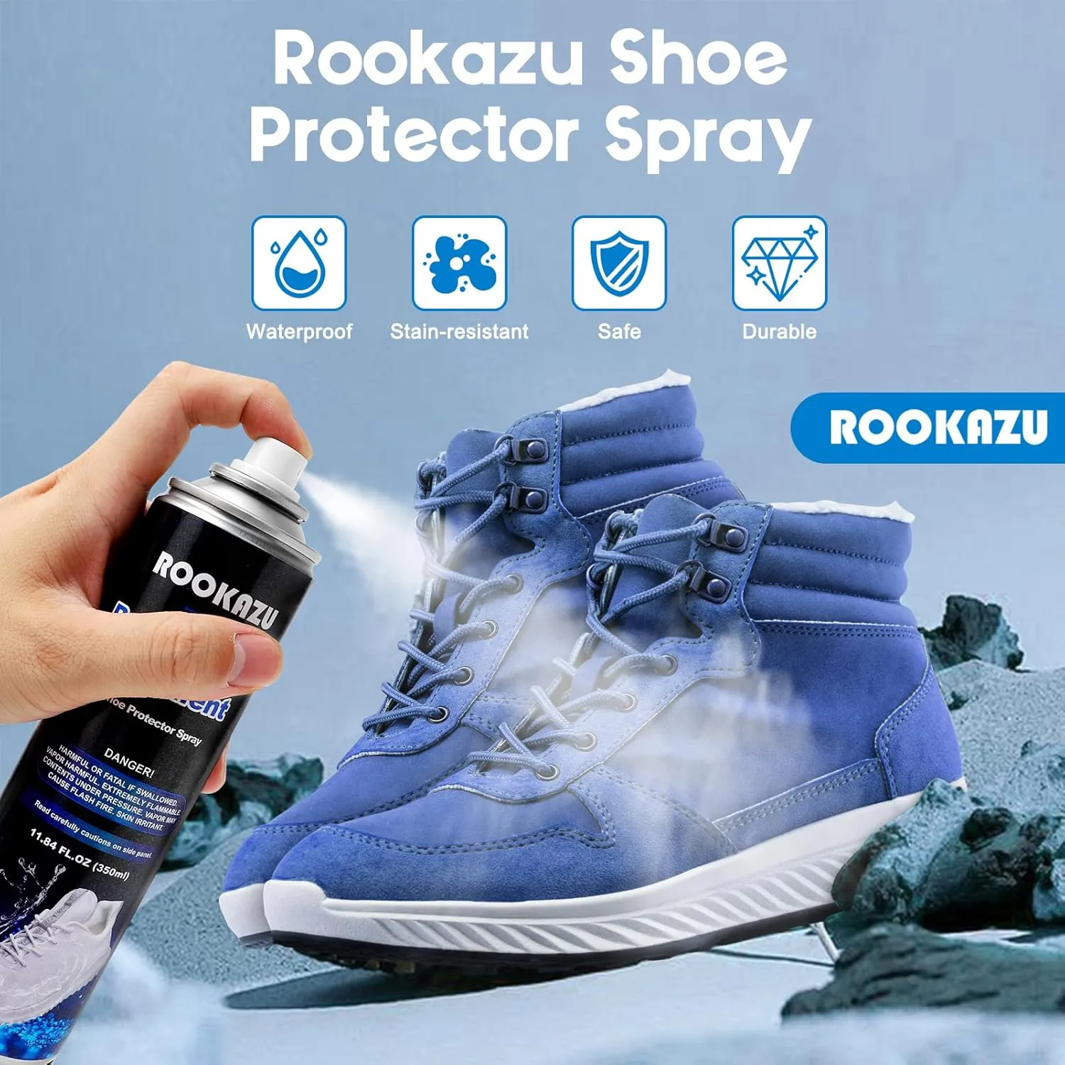Shoe Protector Spray, 11.84 Fl Oz, Rain andStain Waterproof for Leather, Suede, Sneakers, Boots