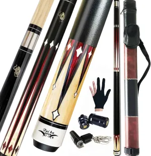 Tai ba cues 2-Piece Pool cue Stick   Hard Case, 13mm Tip, 58", Hardwood Canadian Maple Professional Billiard Pool Cue Stick 18,19,20,21,22 Oz Pool Stick (Selectable)-Blue, Black, Red, Gray, Green