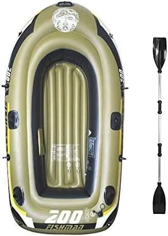 TEmkin Inflatable Kayak, Inflatable Boat Series, Travel Kayak 3-Person PVC Inflatable Kayak with Paddles and Air Pump