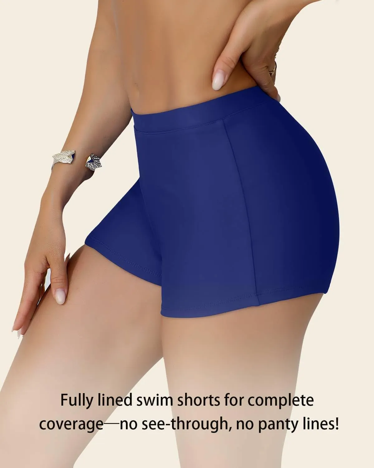 Women's Swim Shorts 1.3" High Waisted Quick Dry Bikini Swimsuit Bottoms Board Shorts Bathing Suit