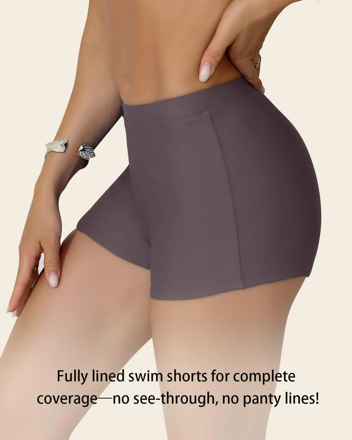 Women's Swim Shorts 1.3" High Waisted Quick Dry Bikini Swimsuit Bottoms Board Shorts Bathing Suit